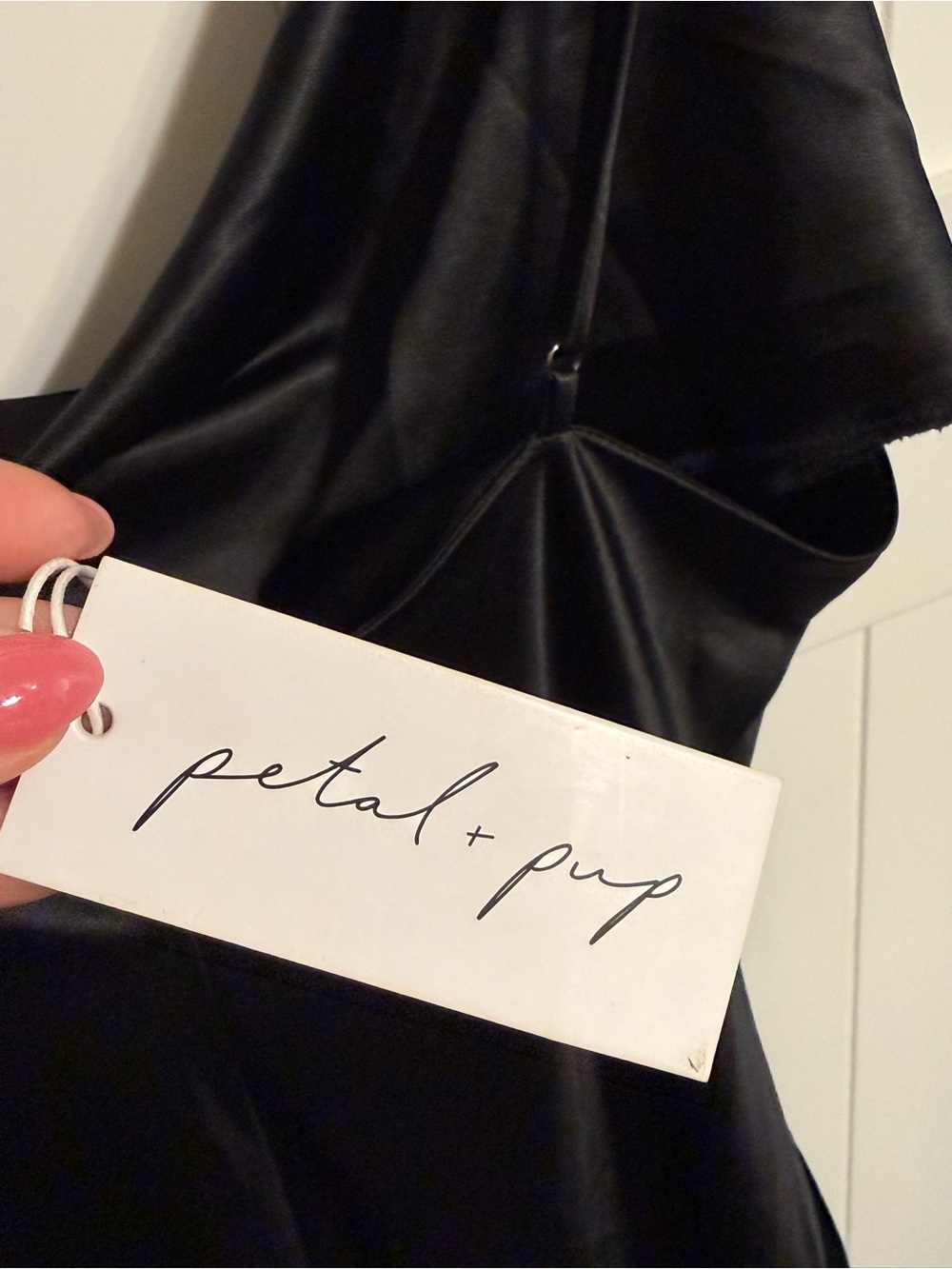 New Petal & Pup Persia Black Satin Dress Women’s 14 Silky Sleek Date Night Event - Picture 13 of 14